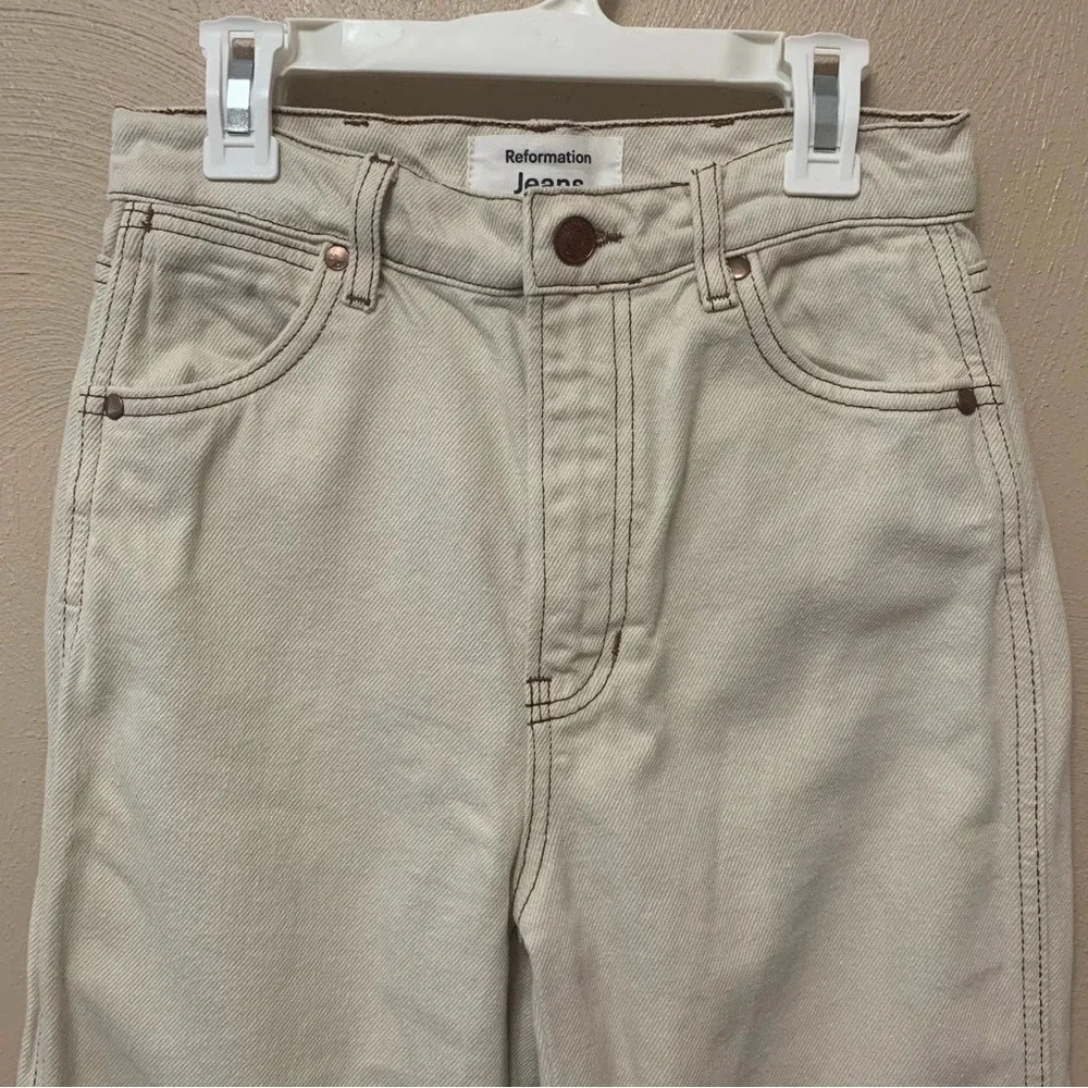 Reformation Cowboy High Rise Straight Jeans in Almond Size 24 - Picture 2 of 15